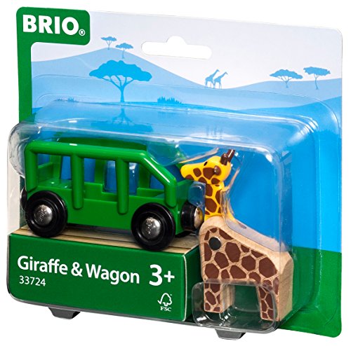 RIO World – 33724 Giraffe And Wagon 2 Piece Toy Train Accessory For Kids Ages 3 And Up Green - Everyday Play Set