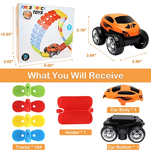 Toys For 3 Year Old Boys,Kids Toys For Boys Girls Age 3-5,184 PCS Toddler Toys Race Car Track Set With Flexible Track Create A Road Race,DIY Magic Car Toys For 3 4 5 Year Old Holiday and Birthday Gift Red Green Yellow Blue - Everyday Play Set