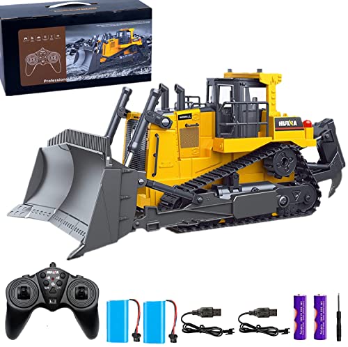 Bnam Remote Control Bulldozer RC 1/16 Full Functional Construction Vehicle 2.4Ghz 9 Channel Dozer Front Loader Toy With Light And Sound For Kids Age 6 7 8 9 10 And Up Years Old - Everyday Play Set
