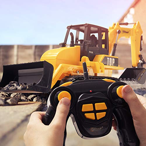 8 Channel Full Functional RC Excavator Backhoe Loader Battery Powered Electric RC Remote Control Construction Tractor With Lights & Sound TR-119 - Everyday Play Set