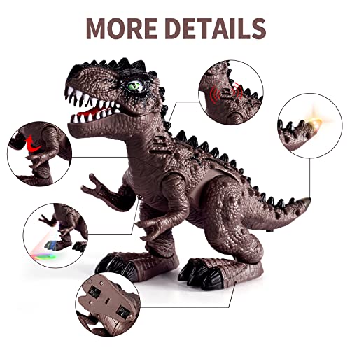 New 3 Pack Electric Walking Dinosaur Toys For Toddlers 2-4 3-5 Years With Roar Sounds And Lights Up Realistic Robot T-Rex Brachiosaurus Stegosaurus Dinosaur Figures For Kids - Everyday Play Set