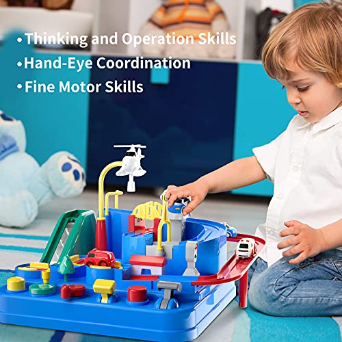 Kids Race Track Toys For Boy Car Adventure Toy For 3 4 5 6 7 Years Old Boys Girls Puzzle Rail Car City Rescue Playsets Magnet Toys W/ 3 Mini Cars Preschool Educational Car Games Toy Gift - Everyday Play Set