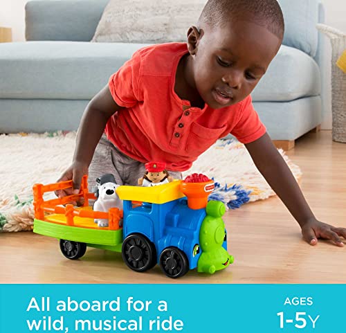 Little People Zoo Train Toy With Music And Sounds For Toddlers 1 Conductor And 2 Animal Toy Figures Choo-Choo Zoo Train - Everyday Play Set