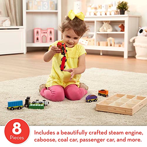 Brand new Wooden Train Cars (8 Pcs) – Magnetic Train Wooden Train Toys Train Sets For Toddlers And Kids Ages 3+ - Everyday Play Set