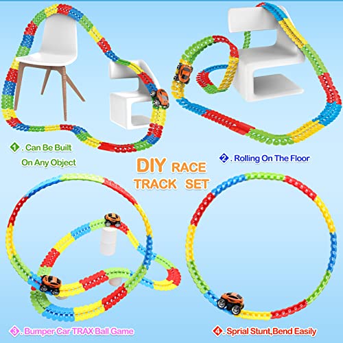 Toys For 3 Year Old Boys,Kids Toys For Boys Girls Age 3-5,184 PCS Toddler Toys Race Car Track Set With Flexible Track Create A Road Race,DIY Magic Car Toys For 3 4 5 Year Old Holiday and Birthday Gift Red Green Yellow Blue - Everyday Play Set