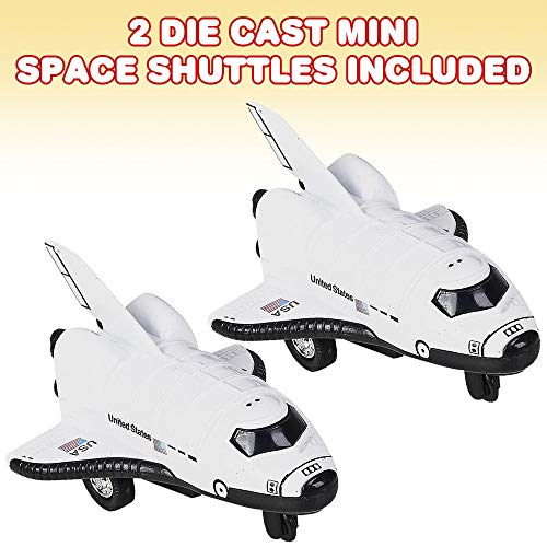 Diecast Mini Space Shuttle With Pullback Mechanism Set Of 2 Diecast Metal NASA Space Toys For Boys Astronaut Cake Decorations Astronaut Space Theme Party Favors - Everyday Play Set