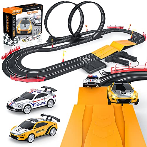Electric High-Speed Slot Car Race Car Track Sets With 2 1:43 Scale Slot Cars And 2 Hand Controllers With Headlights And Dual Racing Toys Gifts For 6 7 8 9 10 11 12 Boys Girl - Everyday Play Set