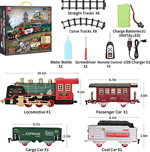 Train Set – Rechargeable Battery And Remote – Around The Christmas Tree With Water Steam Music & Lights – Electric Train Toy Toy Gift For Age 3 4 5 6 7 8+ Kids Toddlers 2022 Remote Control Train Se - Everyday Play Set