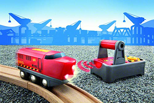 RIO World 33213 – RC Train – 2 Piece Wooden Toy Train Set For Kids Age 3 And Up - Everyday Play Set