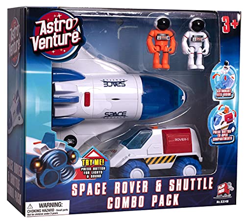 Stro Venture Space Playset – Toy Space Shuttle & Space Rover With Lights And Sound & 2 Astronaut Figurine Toy Gift For Boys And Girls - Everyday Play Set