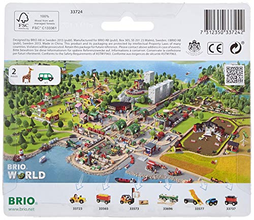 RIO World – 33724 Giraffe And Wagon 2 Piece Toy Train Accessory For Kids Ages 3 And Up Green - Everyday Play Set
