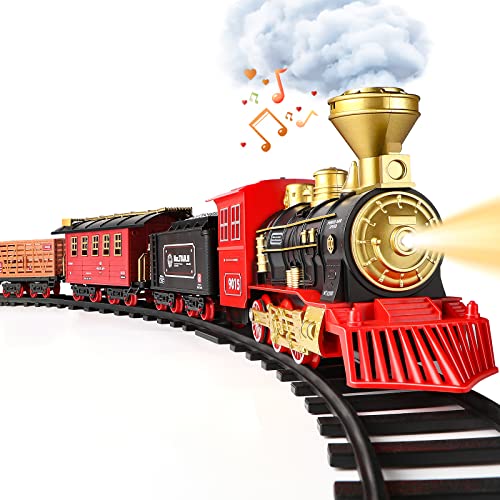 Cheap Train Set – Train Toy For Boys Girls W/ Smokes Lights & Sound Railway Kits W/ Steam Locomotive Engine Cargo Cars & Tracks Christmas Gifts For 3 4 5 6 7 8+ Year Old Kids Red - Everyday Play Set