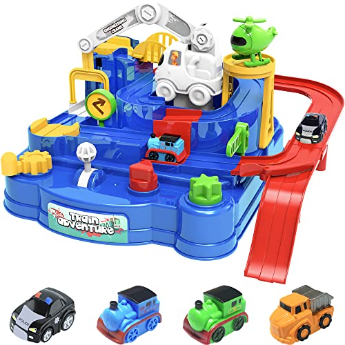 New Toddler Race Track Kids Boy Car Toys Age 3 4 Year Old Boys Girls Preschool Puzzle Rail Car Adventure City Rescue Game Parking Garage Playset Birthday Educational Gifts For Kids Ages 3 4 5 6 Years Old - Everyday Play Set