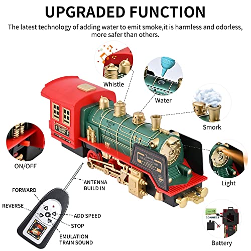 Train Set – Rechargeable Battery And Remote – Around The Christmas Tree With Water Steam Music & Lights – Electric Train Toy Toy Gift For Age 3 4 5 6 7 8+ Kids Toddlers 2022 Remote Control Train Se - Everyday Play Set