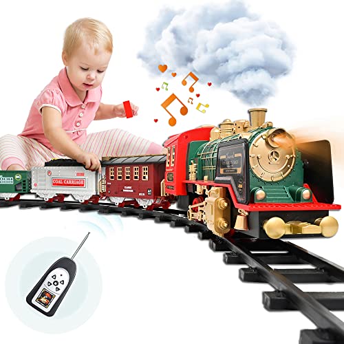 Train Set – Rechargeable Battery And Remote – Around The Christmas Tree With Water Steam Music & Lights – Electric Train Toy Toy Gift For Age 3 4 5 6 7 8+ Kids Toddlers 2022 Remote Control Train Se - Everyday Play Set