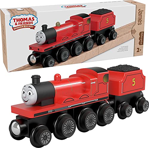 Cheap Wooden Railway James Engine And Coal Car Push-Along Train Made From Sustainably Sourced Wood For Kids 2 Years And Up - Everyday Play Set