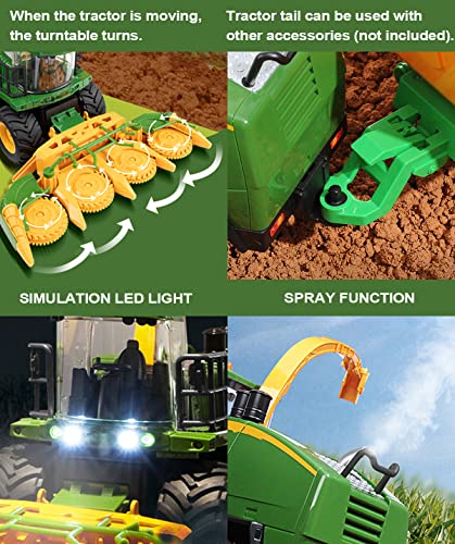 Remote Control Trucks Tractor Toy For Kids – 1:24 Rc Silage Harvester With Smoke Construction Vehicle Farm Tractors With Lights & Sounds Holiday and Birthday Present For Boys & Girls 3-8 Years Old - Everyday Play Set