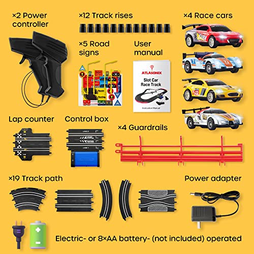 Coupon Slot Car Race Track Sets – Battery Or Electric Race Car Track With 4 Cars Dual Electric Race Track W/ 2 Remotes Lap Counter & Lights For Girls & Boys Age 8-12 - Everyday Play Set