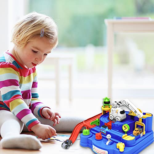 New Toddler Race Track Kids Boy Car Toys Age 3 4 Year Old Boys Girls Preschool Puzzle Rail Car Adventure City Rescue Game Parking Garage Playset Birthday Educational Gifts For Kids Ages 3 4 5 6 Years Old - Everyday Play Set
