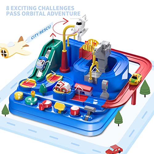 Kids Race Track Toys For Boy Car Adventure Toy For 3 4 5 6 7 Years Old Boys Girls Puzzle Rail Car City Rescue Playsets Magnet Toys W/ 3 Mini Cars Preschool Educational Car Games Toy Gift - Everyday Play Set