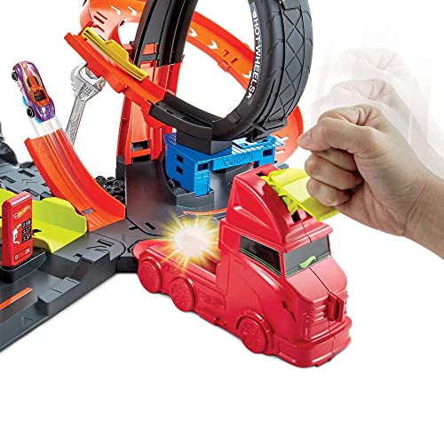 Cheap Toxic Gorilla Slam Gas Station & Tire Repair Shop Playset With Adjustable Launcher Lights & Sounds & 1 1:64 Scale Car Connects To Other Track Sets Gift For Kids 5 Years Old & Up - Everyday Play Set