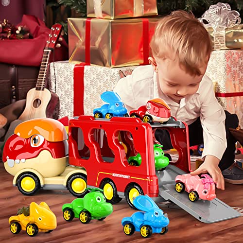 New Dinosaur Truck Toys For Kids 3-5 Years Cars Toys For Toddler 1-3 6 In 1 Jurassic Dinosaurs Trucks Toys Semi Truck Toy Car For Boys And Girls Age 2-3 well-suited Gift For Baby & Toddler Toys - Everyday Play Set