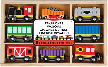 Brand new Wooden Train Cars (8 Pcs) – Magnetic Train Wooden Train Toys Train Sets For Toddlers And Kids Ages 3+ - Everyday Play Set