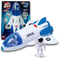 Stro Venture Space Shuttle Toy – Plastic Spaceship For Kids With Lights And Sound – Astronaut Figure Openable Cockpit And Compartment Extended Arm – Fun Space Toy Gift For Any Mission & Adventure - Everyday Play Set