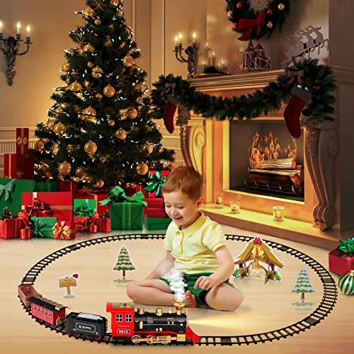 Cheap Train Set – Train Toy For Boys Girls W/ Smokes Lights & Sound Railway Kits W/ Steam Locomotive Engine Cargo Cars & Tracks Christmas Gifts For 3 4 5 6 7 8+ Year Old Kids Red - Everyday Play Set