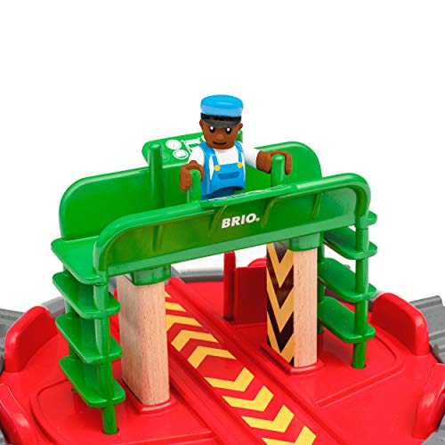 Promo World 33476 – Turntable & Figure – 2 Piece Wooden Toy Train Accessory For Kids Ages 3 And Up - Everyday Play Set