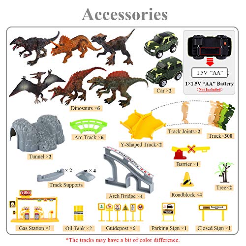 New Dinosaur Train Toys For Kids Longer Track 6 Realistic Jurassic Dino Figures 2 Electric Toy Car Twisted Flexible Train Track Set For Toddlers Boys & Girls 3 4 5 6 7 Years - Everyday Play Set