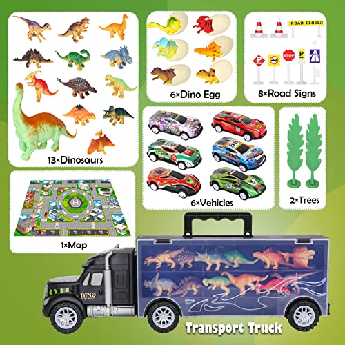 Coupon Dinosaur Toys For Kids 3-5 Dinosaur Truck Carrier Transport Truck Dinosaurs Toys For Boys And Girls 3 4 5 6 Years Old With Dino Eggs 23 Pcs Kids Toys Dinosaur - Everyday Play Set
