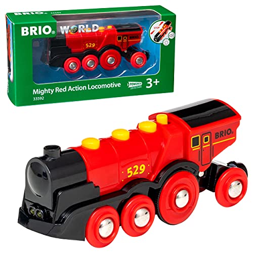 Cheapest RIO World 33592 Mighty Red Action Locomotive Battery Operated Toy Train With Light And Sound Effects For Kids Age 3 And Up - Everyday Play Set