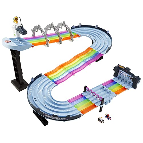 Cheapest Mario Kart Rainbow Road Raceway 8-Foot Track Set With Lights & Sounds & 2 1:64 Scale Vehicles Race With 5-Track Colorful Course With 2 Configurations Toy Gift For Kid - Everyday Play Set