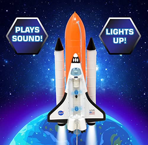 ASA Space Shuttle Toy For Kids Pretend Play 2 Piece Set Rocket Ship With Lights And Sound Diecast Spaceship For Boys Girls Toddlers - Everyday Play Set