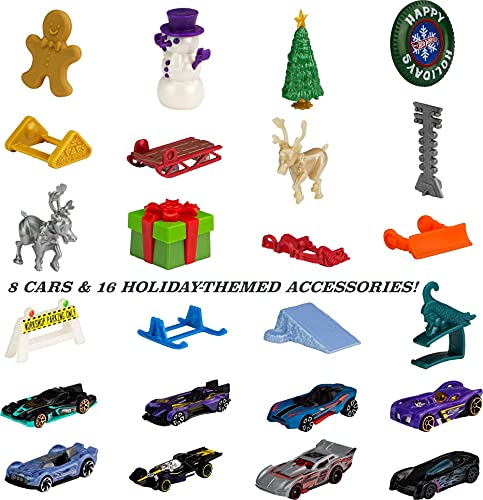 2021 Advent Calendar With 24 Surprises That Include 8 1:64 Scale Vehicles & Other Cool Accessories Plus A Play Pane Mat For Collectors & Kids 3 Years Old & Up - Everyday Play Set