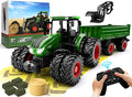 Remote Control Tractor Toy Kids RC Tractor Set & Truck And Trailer Front Loader – Metal Car Head/8 Wheel/ Light Toddlers Farm Vehicle Toys For 2 3 4 5 6 7 8 9 Year Old Boys Christmas Birthday Gif - Everyday Play Set