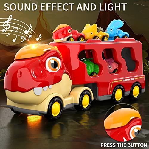 New Dinosaur Truck Toys For Kids 3-5 Years Cars Toys For Toddler 1-3 6 In 1 Jurassic Dinosaurs Trucks Toys Semi Truck Toy Car For Boys And Girls Age 2-3 well-suited Gift For Baby & Toddler Toys - Everyday Play Set