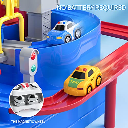 Kids Race Track Toys For Boy Car Adventure Toy For 3 4 5 6 7 Years Old Boys Girls Puzzle Rail Car City Rescue Playsets Magnet Toys W/ 3 Mini Cars Preschool Educational Car Games Toy Gift - Everyday Play Set