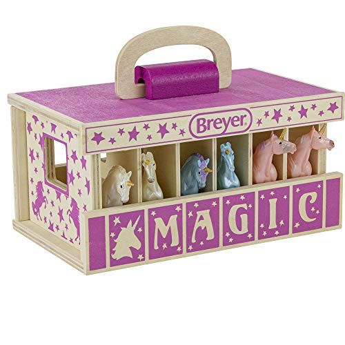Horses Unicorn Magic Wooden Stable Playset With 6 Unicorns 6 Piece Playset 6 Stablemates Unicorns Included 6 H X 9 L X 2.5 D 1:32 Scale Model 59218 Multicolo - Everyday Play Set