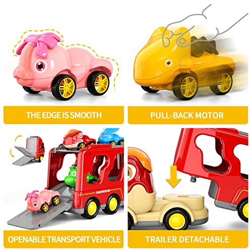 New Dinosaur Truck Toys For Kids 3-5 Years Cars Toys For Toddler 1-3 6 In 1 Jurassic Dinosaurs Trucks Toys Semi Truck Toy Car For Boys And Girls Age 2-3 well-suited Gift For Baby & Toddler Toys - Everyday Play Set