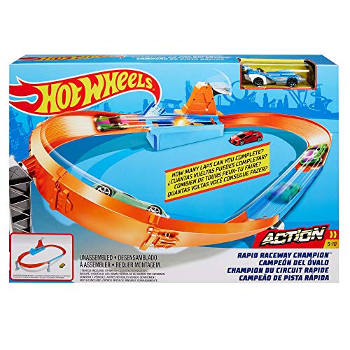 Brand new Rapid Raceway Champion Action Hot Wheels Championship Track Speed Boost Oval Track Ages 4 And Older - Everyday Play Set