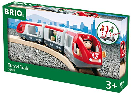RIO World 33505 – Travel Train – 5 Piece Wooden Toy Train Set For Kids Age 3 And Up - Everyday Play Set