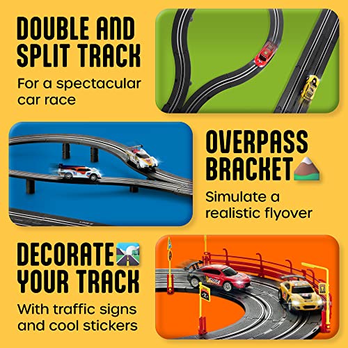 Coupon Slot Car Race Track Sets – Battery Or Electric Race Car Track With 4 Cars Dual Electric Race Track W/ 2 Remotes Lap Counter & Lights For Girls & Boys Age 8-12 - Everyday Play Set
