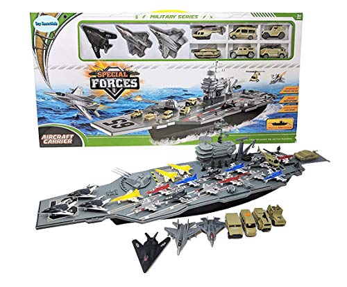 Deals 33 Inch Aircraft Carrier With Soldiers Jets Military Vehicles (18 Fighter Jets) - Everyday Play Set