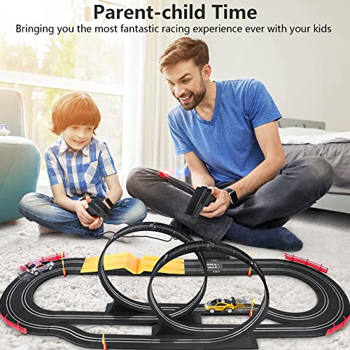 Electric High-Speed Slot Car Race Car Track Sets With 2 1:43 Scale Slot Cars And 2 Hand Controllers With Headlights And Dual Racing Toys Gifts For 6 7 8 9 10 11 12 Boys Girl - Everyday Play Set