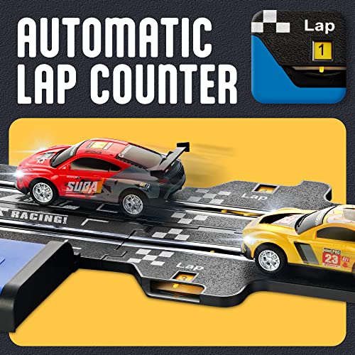 Coupon Slot Car Race Track Sets – Battery Or Electric Race Car Track With 4 Cars Dual Electric Race Track W/ 2 Remotes Lap Counter & Lights For Girls & Boys Age 8-12 - Everyday Play Set