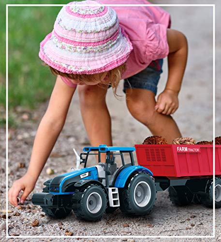 Coupon Friction Powered Farm Tractor Vehicles 16.5 Includes Farmer Tractor Water Tank And Log Trailer Push & Go No Batteries Needed (3pc Set) - Everyday Play Set