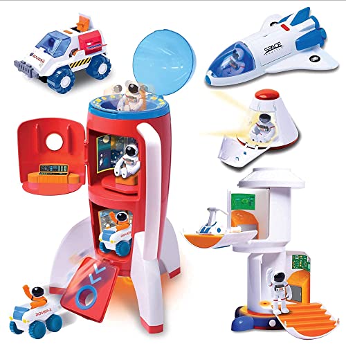 Stro Venture Deluxe Space Playset Toy – Space Shuttle Space Station & Capsule Space Rover & Rocket W/Lights And Sound – Space Toys For Boys And Girls - Everyday Play Set