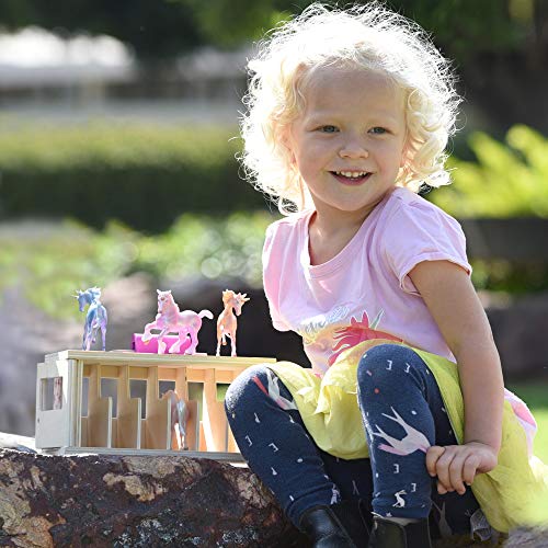 Horses Unicorn Magic Wooden Stable Playset With 6 Unicorns 6 Piece Playset 6 Stablemates Unicorns Included 6 H X 9 L X 2.5 D 1:32 Scale Model 59218 Multicolo - Everyday Play Set